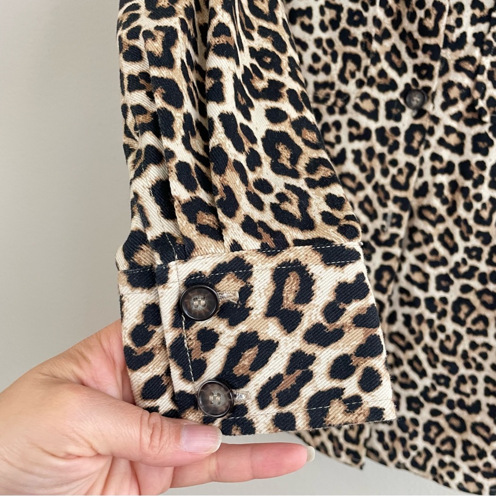 H&M Leopard Print‎ Oversized Cotton Twill Shacket Size Small - Picture 5 of 11